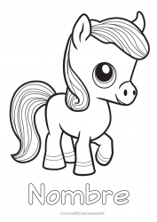 Dibujo libre Lindo Caballo Animales Dibujos fáciles para colorear Animales de granja Poni