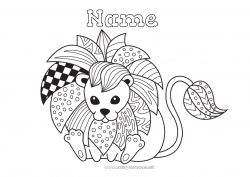 Free coloring Mandala Lion Intermediate coloring pages Zentangle Wild animals of Africa