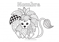 Colorear gratis Mandala León Dibujos intermedios para colorear Zentangle Animales salvajes de África