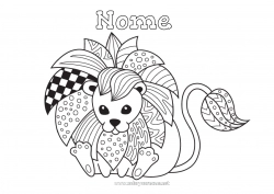 Desenho grátis Mandala Leão Animal Colorações Intermediárias Zentangle Animais selvagens da África