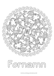 Gratis färgläggning Mandala Hav Djur Fisk Krabba Komplexa målarbilder Marina djur eller vattenlevande djur