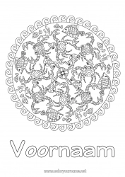 Gratis tekening Mandala Zee Dier Vis Krab Complex Kleurplaten Zeedieren