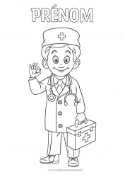 Coloriage à personnaliser Docteur médecin Métiers de la santé