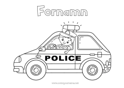Färgläggningssida att anpassa Fordon Polis Polisbilar Räddnings- och nödsituationfordon Säkerhetsyrken
