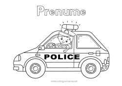 Pagină de colorat personalizată Vehicule Politie Vehicule de poliție Vehicule de salvare și urgență Meserii în domeniul securității
