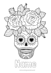 Free colouring Flowers Skull Day of the Dead