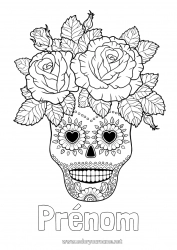 Coloriage gratuit Fleurs Crâne Día de los Muertos