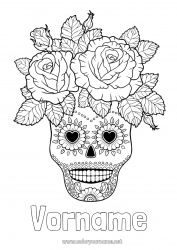 Kostenlose Malvorlage Blumen Schädel Día de los Muertos