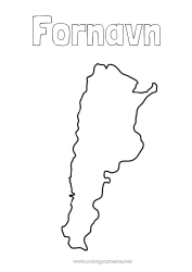 Farvelægningssiden tilpasning Geografi Sydamerika Argentina Kort over lande