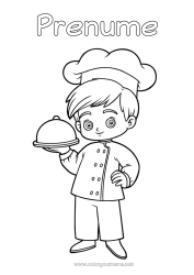 Pagină de colorat personalizată Băiat Meserii în domeniul culinar Bucătar