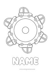 Free colouring Mandala Vehicles Car Easy colouring pages Cars, vans and motorhomes