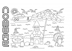 Dibujo libre Playa Barco Aves y mamíferos voladores Castillo de arena Parasol, sombrilla de playa Balón de playa Cubo de playa Juegos y juguetes Vehículos marítimos Gaviota