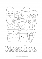 Colorear gratis Kawaii Golosinas Helado