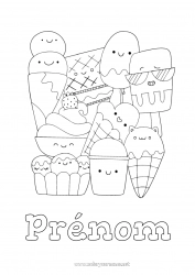 Dessin gratuit Kawaii Gourmandises, sucreries Glace