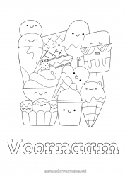Gratis tekening Kawaii Lekkernijen, zoetigheden IJs