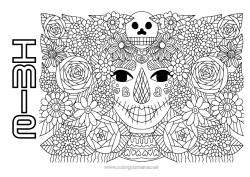 Rysunek za darmo Kwiaty Czaszka Dzień Zmarłych Catrina