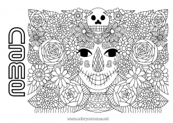 Free drawing Flowers Skull Día de los Muertos Catrina