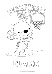 Free coloring Bear Sport Animal Basketball Forest animals Team sports