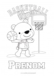 Coloriage gratuit Ours Sport Animal Basketball Animaux de la forêt Sports d'équipe