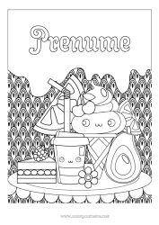 Pagină de colorat gratuită Tort Mâncare Băutură Soda Dulciuri, bunătăți Înghețată Desene de colorat complexe Avocat