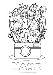 Free colouring Monster Cute Stars Crafts. Photographer Camera