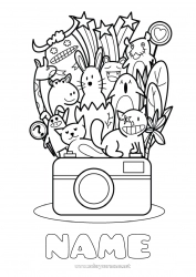 Free coloring Monster Kawaii Stars Artistic Professions Photographer Camera