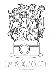 Coloriage gratuit Monstre Kawaii Étoiles Métiers de l'art Photographe Appareil photo