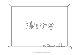 Free colouring Decorated name Back to school Classroom board