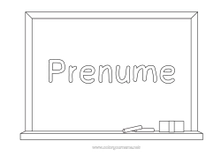 Pagină de colorat personalizată Nume decorat Întoarcerea la școală Tablă de clasă
