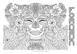 Gratis tegning Kostyme Blomster Kranium De dødes dag Catrina