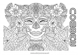 Dibujo libre Disfraz Flores Calavera Día de los Muertos Catrina