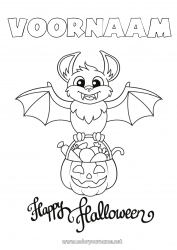 Gratis tekening Vleermuis Snoepjes Halloween Vogels en vliegende zoogdieren Inscriptie 'halloween'