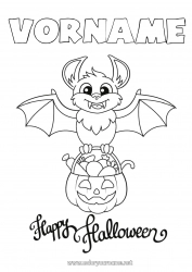 Kostenlose Zeichnung Fledermaus Bonbons Halloween Vögel und fliegende Säugetiere Beschriftung 