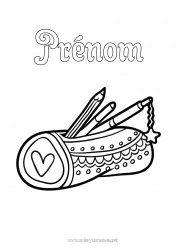 Coloriage gratuit Crayon Fournitures scolaires Trousse