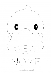 Desenho grátis Atividades para Crianças Animal Desenhos para colorir fáceis Rastreie e Pinte Pato Pássaros e mamíferos voadores