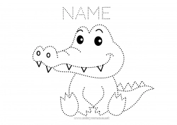 Free coloring Crocodile Children's activities Easy coloring pages Trace and color Reptiles