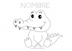 Colorear para personalizar Cocodrilo Actividades para niños Animales Dibujos fáciles para colorear Trazo y color Reptiles