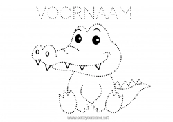 Gratis tekening Krokodil Activiteiten voor Kinderen Dier Eenvoudige kleurplaten Trace et colorie Reptielen