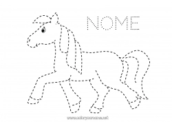 Disegno gratuito Cavallo Attività per Bambini Animale Disegni da colorare facili Traccia e colora Animali da fattoria
