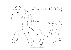 Dessin gratuit Cheval Activités enfants Animal Coloriages faciles Trace et colorie Animaux de la ferme