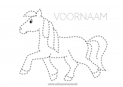 Gratis kleurplaat Paard Activiteiten voor Kinderen Dier Eenvoudige kleurplaten Trace et colorie Boerderijdieren