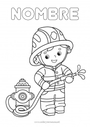 Colorear para personalizar Bombero Profesiones de Seguridad