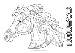 Colorear gratis Caballo Zentangle Animales de granja