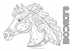 Dessin gratuit Cheval Zentangle Animaux de la ferme