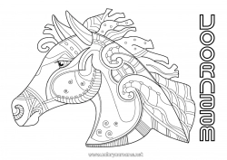 Gratis kleurplaat Paard Dier Zentangle Boerderijdieren