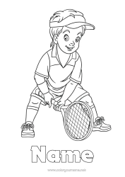 Colouring to customise Sport Boy Tennis Racquet Sports