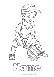 Free coloring Sport Boy Tennis Racket sports