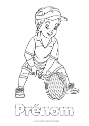 Coloriage gratuit Sport Garçon Tennis Sports de raquettes