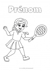 Coloriage à personnaliser Sport Fille Tennis Sports de raquettes