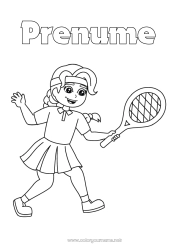 Pagină de colorat personalizată Sport Fată Tenis Sporturi cu rachete